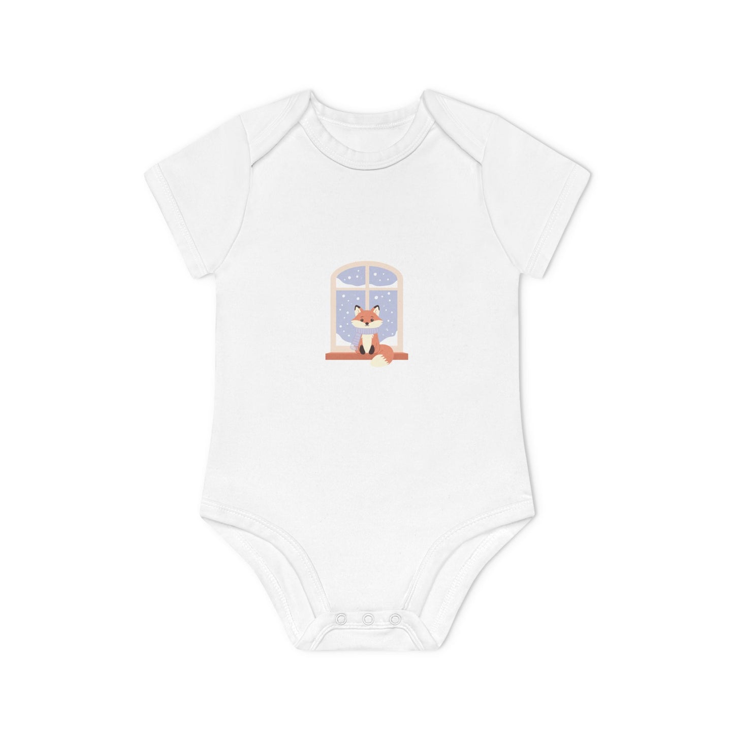 Baby Bodysuit — Cozy Fox by the Window Organic Short Sleeve Baby Onesie