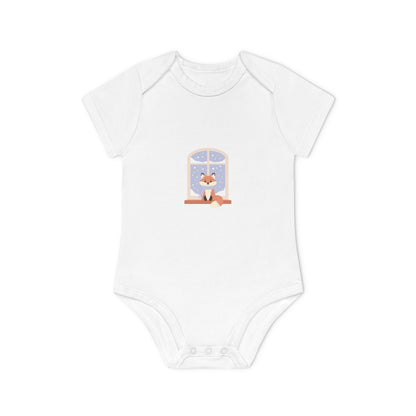 Baby Bodysuit — Cozy Fox by the Window Organic Short Sleeve Baby Onesie