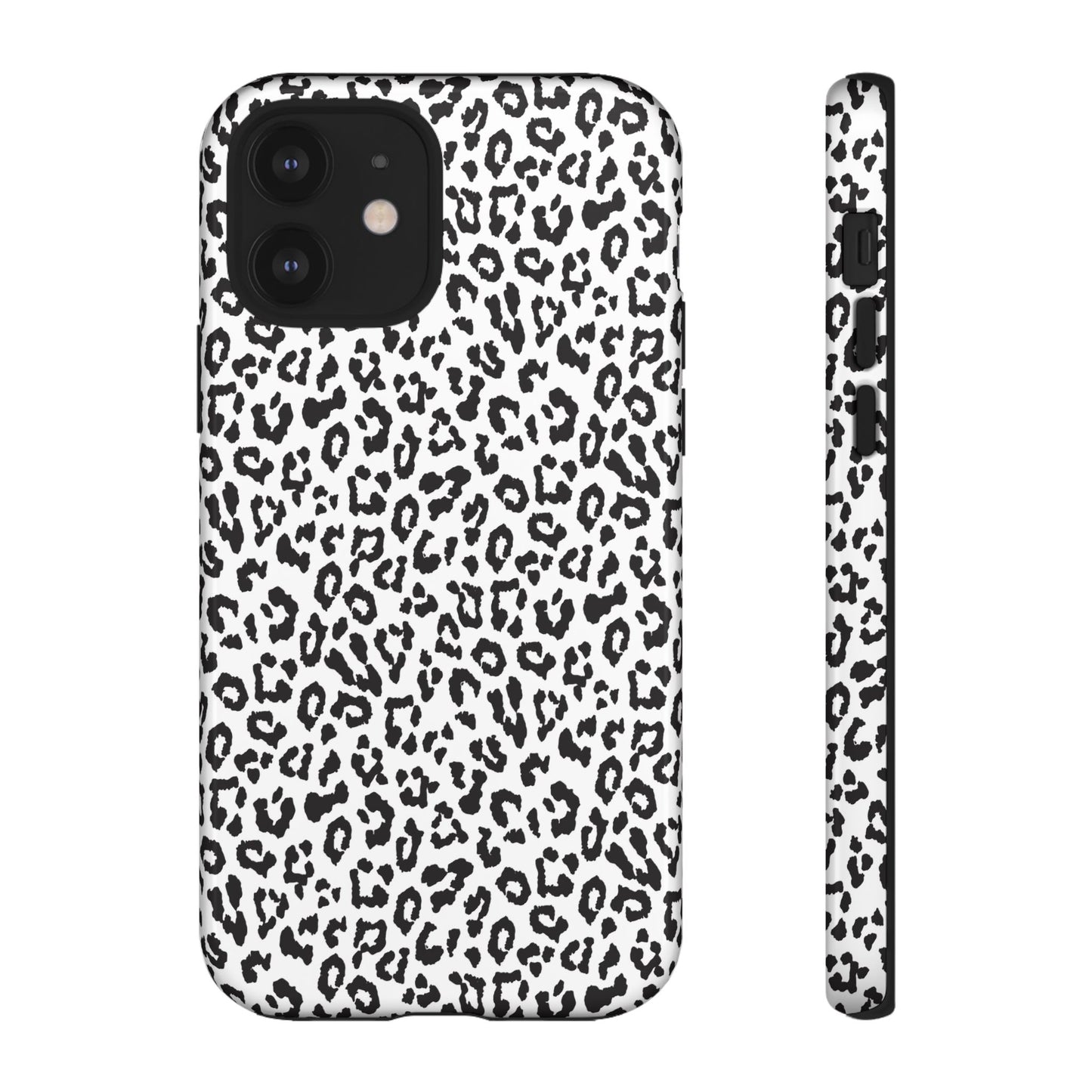 iPhone Leopard Print Tough Phone Case - Black & White Protective Cover