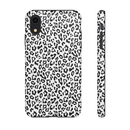 iPhone Leopard Print Tough Phone Case - Black & White Protective Cover