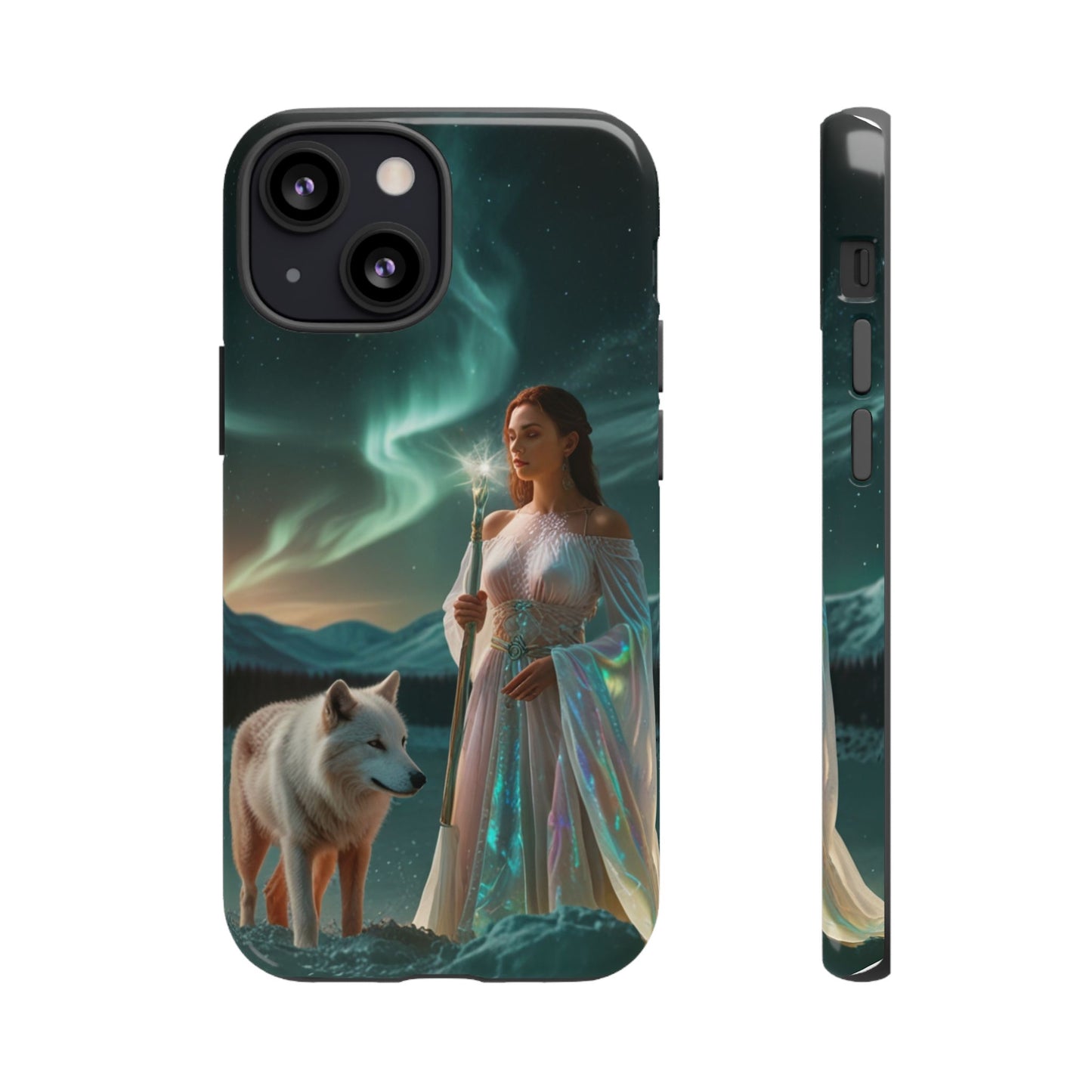 iPhone Mystic Guardian Phone Case — Aurora Wolf Woman Protective Cover