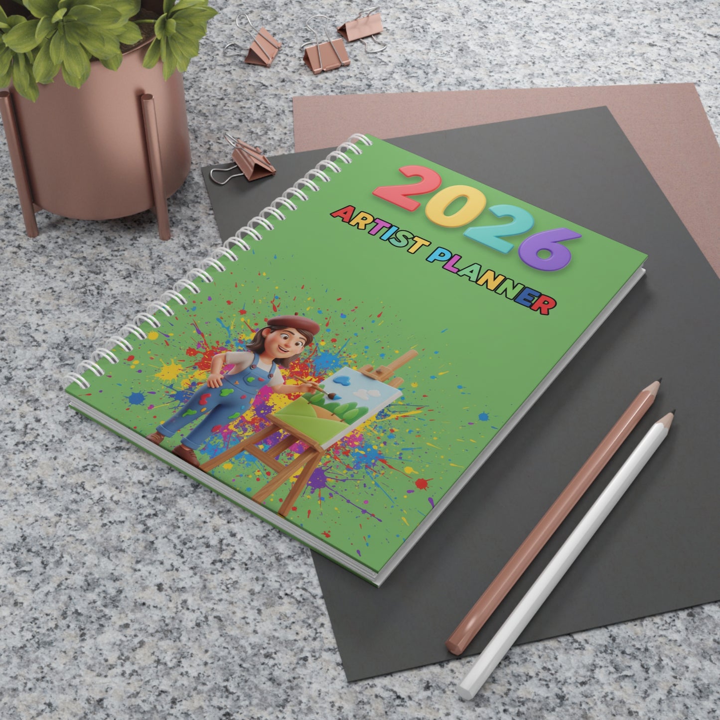 2026 Artist Planner Spiral Notebook — Colorful Artist’s Weekly & Monthly Planner for Painters