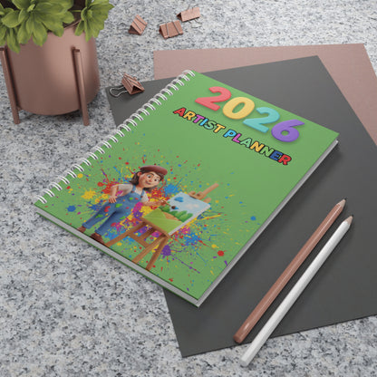 2026 Artist Planner Spiral Notebook — Colorful Artist’s Weekly & Monthly Planner for Painters