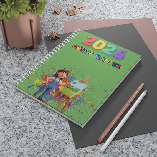 2026 Artist Planner Spiral Notebook — Colorful Artist’s Weekly & Monthly Planner for Painters