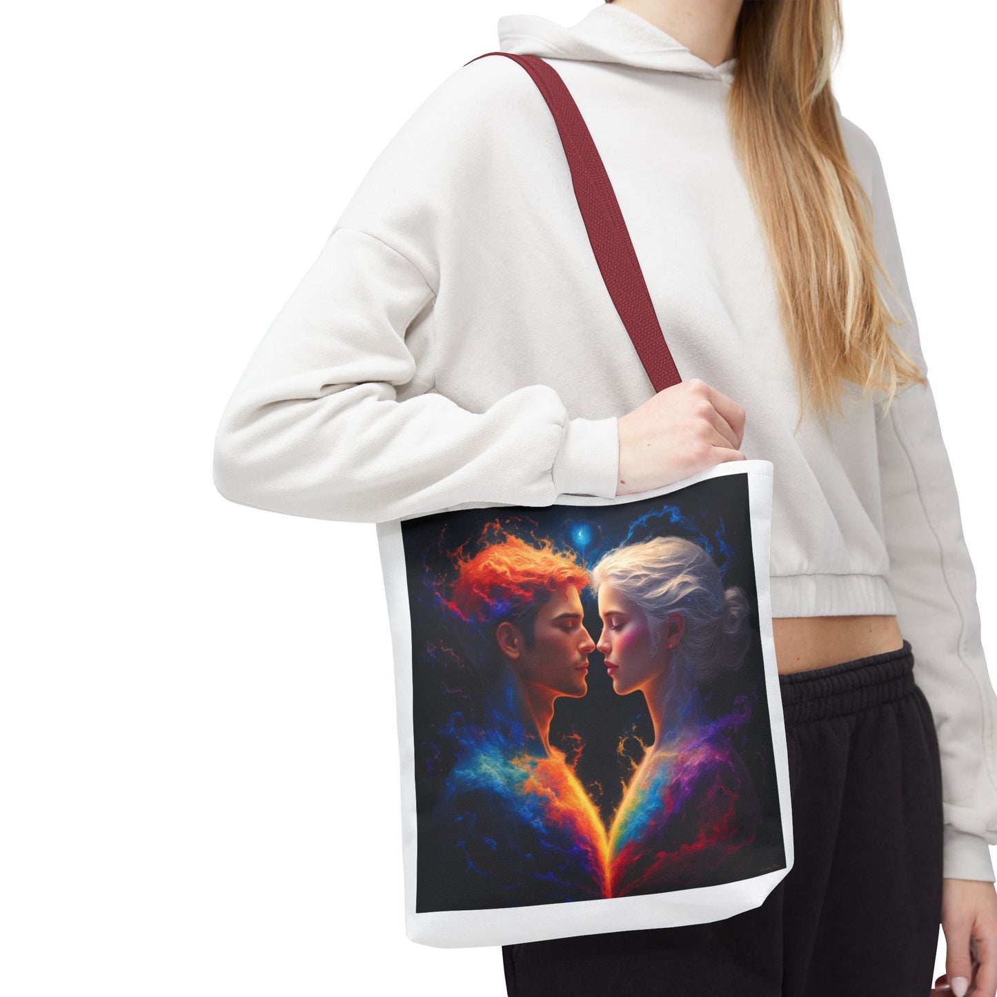 Cosmic Lovers Tote Bag — Fire & Ice Romantic Art AOP