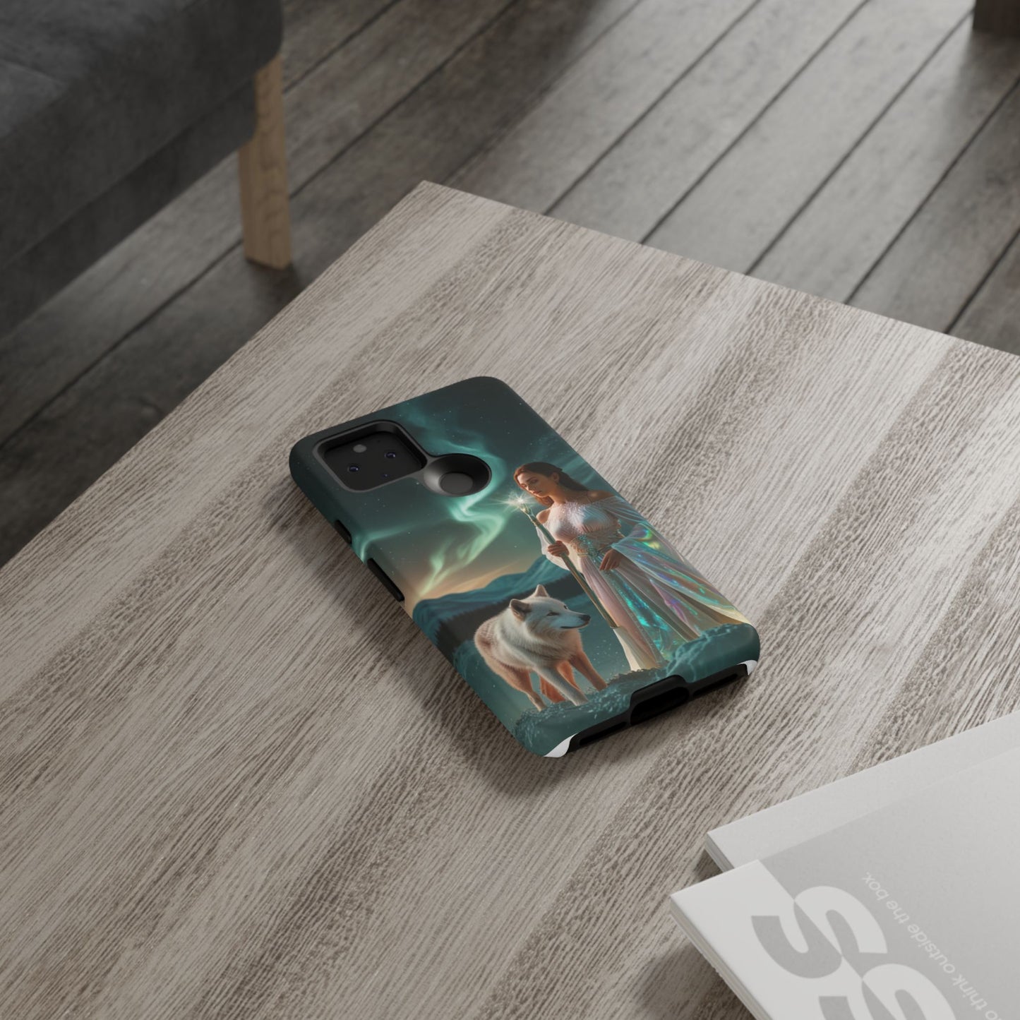 Funda para teléfono Google Aurora Guardian: armadura de fantasía de mujer y lobo