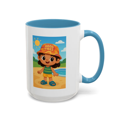 Good Vibes Beach Kid Mug — Accent Coffee Mug (11/15oz)