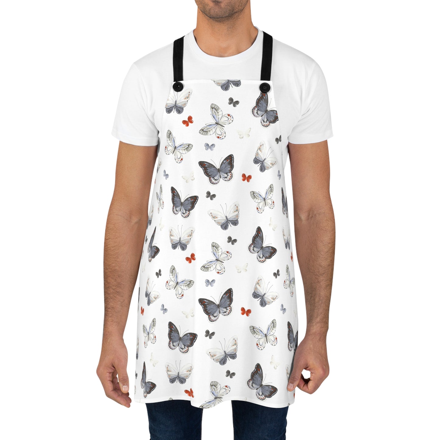 Butterfly Pattern Apron — Watercolor Moths & Butterflies Kitchen Apron