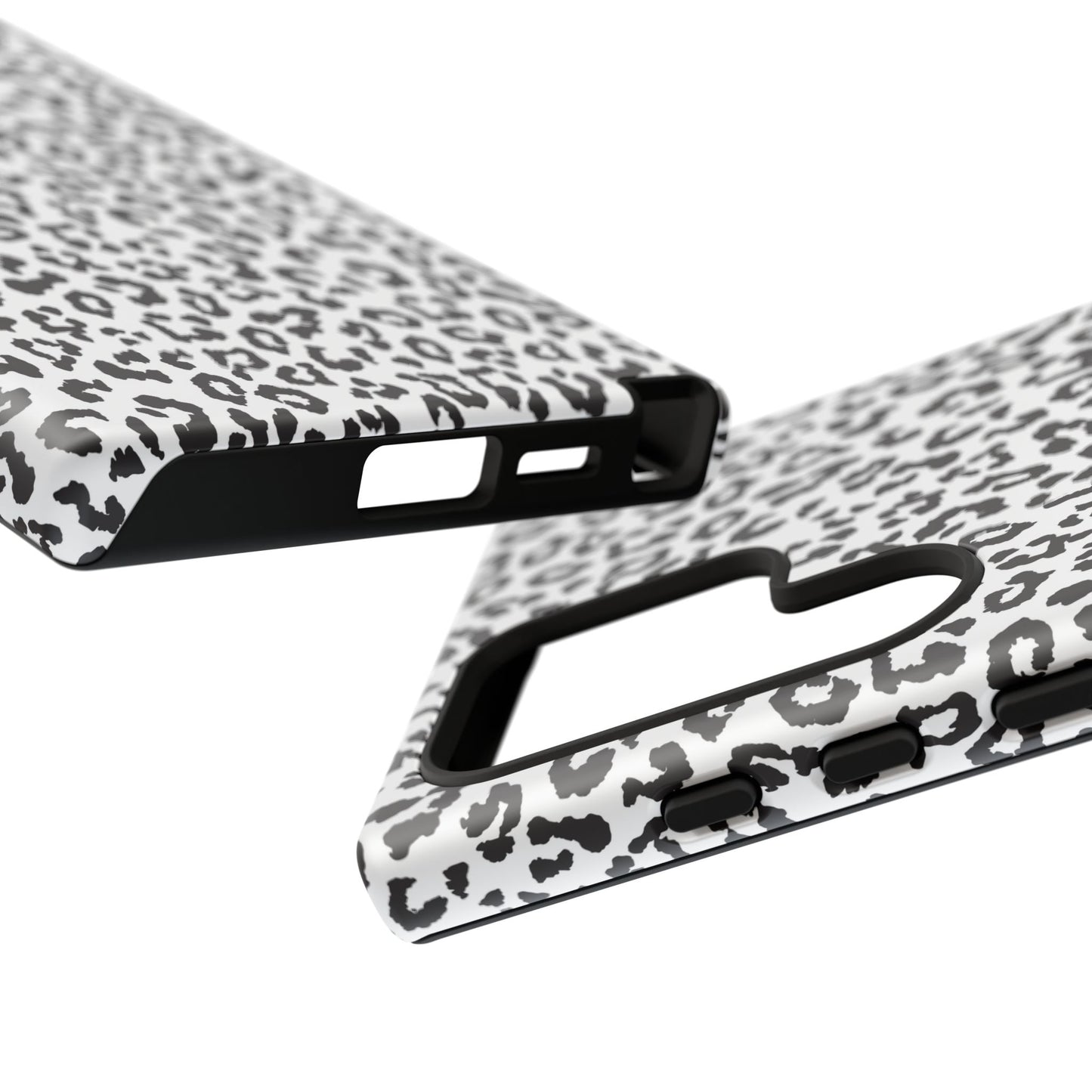 Samsung Leopard Print Tough Phone Case – Black & White Animal Pattern Protective Cover
