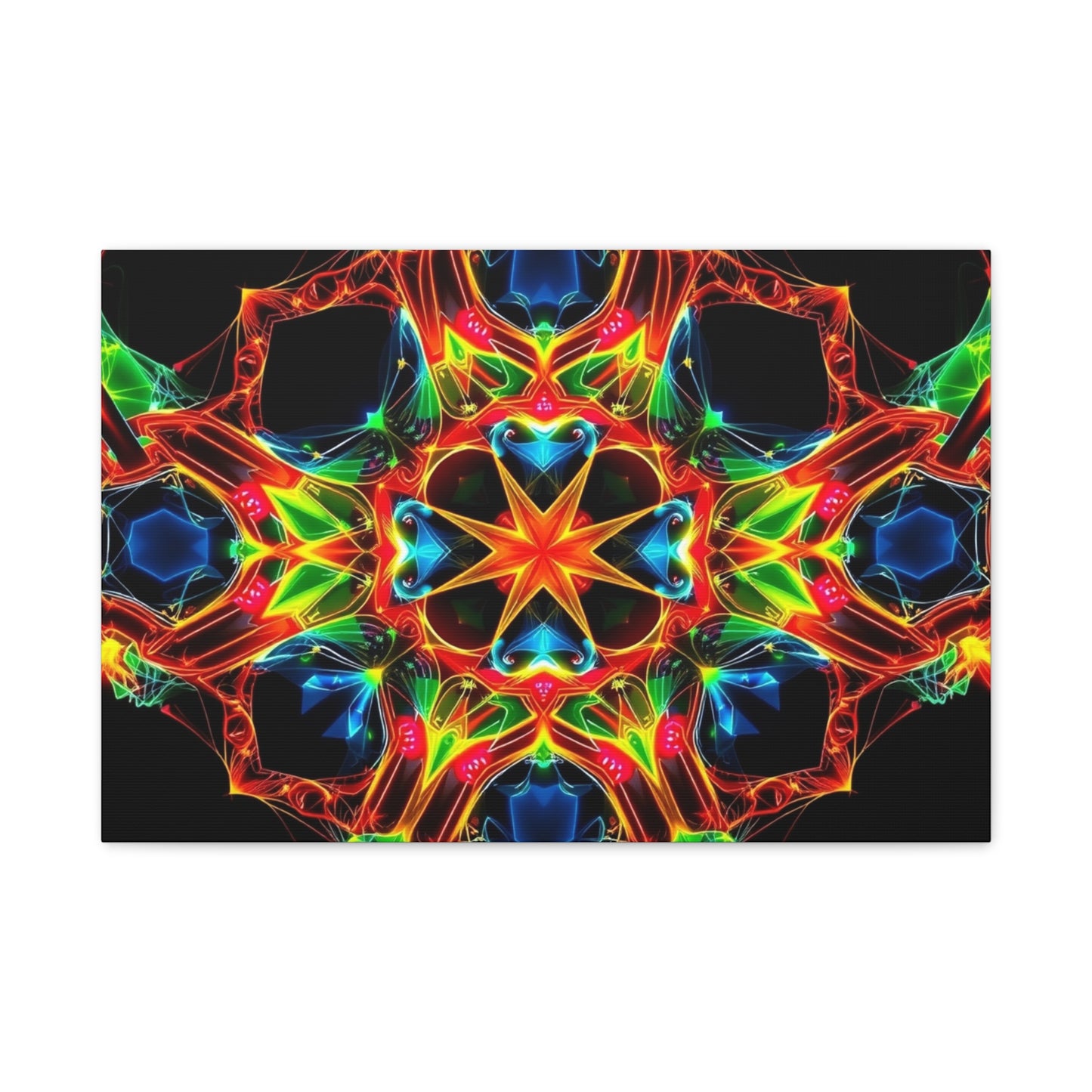 Kaleidoscope Neon Mandala Matte Canvas