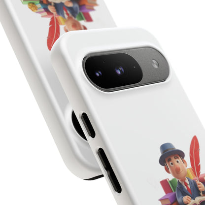 Google Author's Journey Phone Case — Cute Writer Illustration, Books & Quill Protective Cover