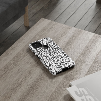Funda para teléfono con estampado de leopardo de Google: resistente, en blanco y negro