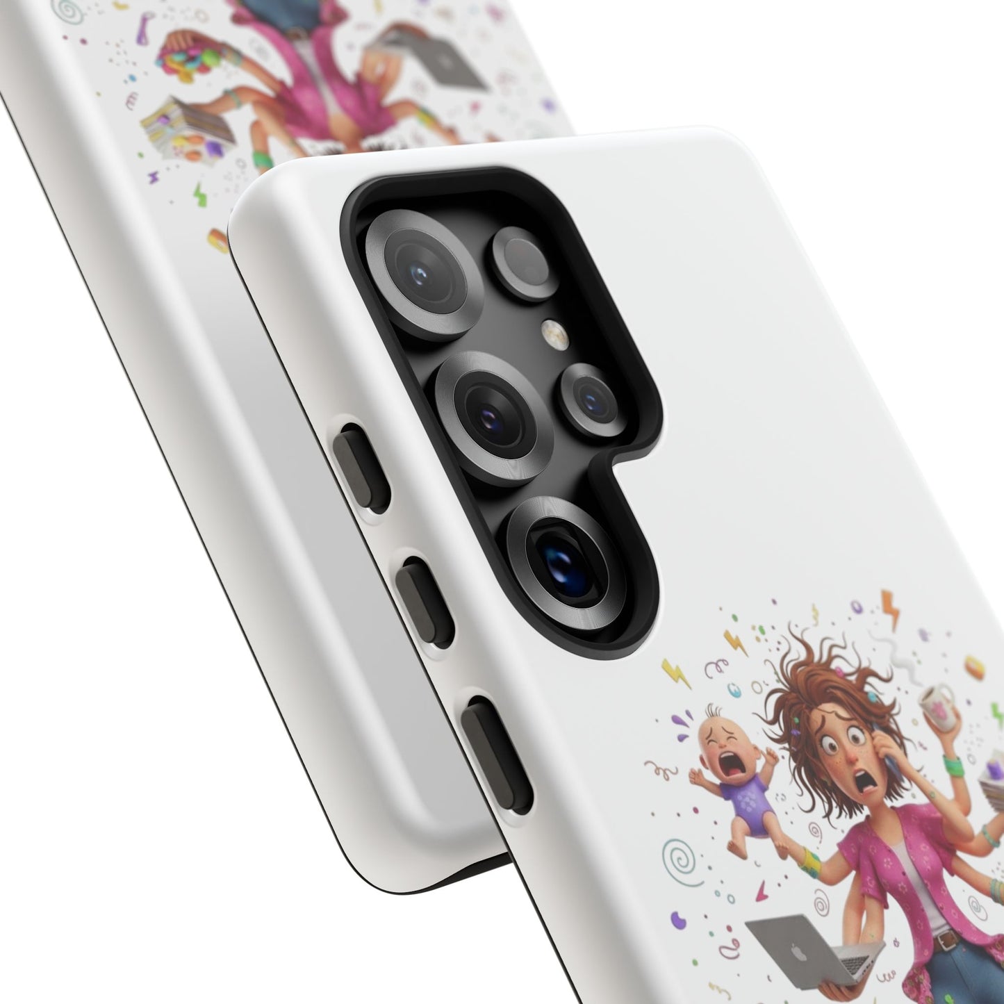 Samsung Mom Life Phone Case — Funny Juggling Mom Illustration Protective Case