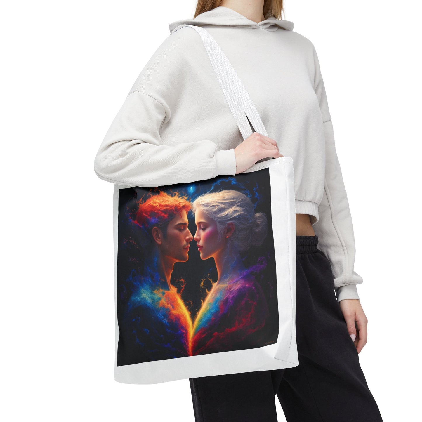 Cosmic Lovers Tote Bag — Fire & Ice Romantic Art AOP