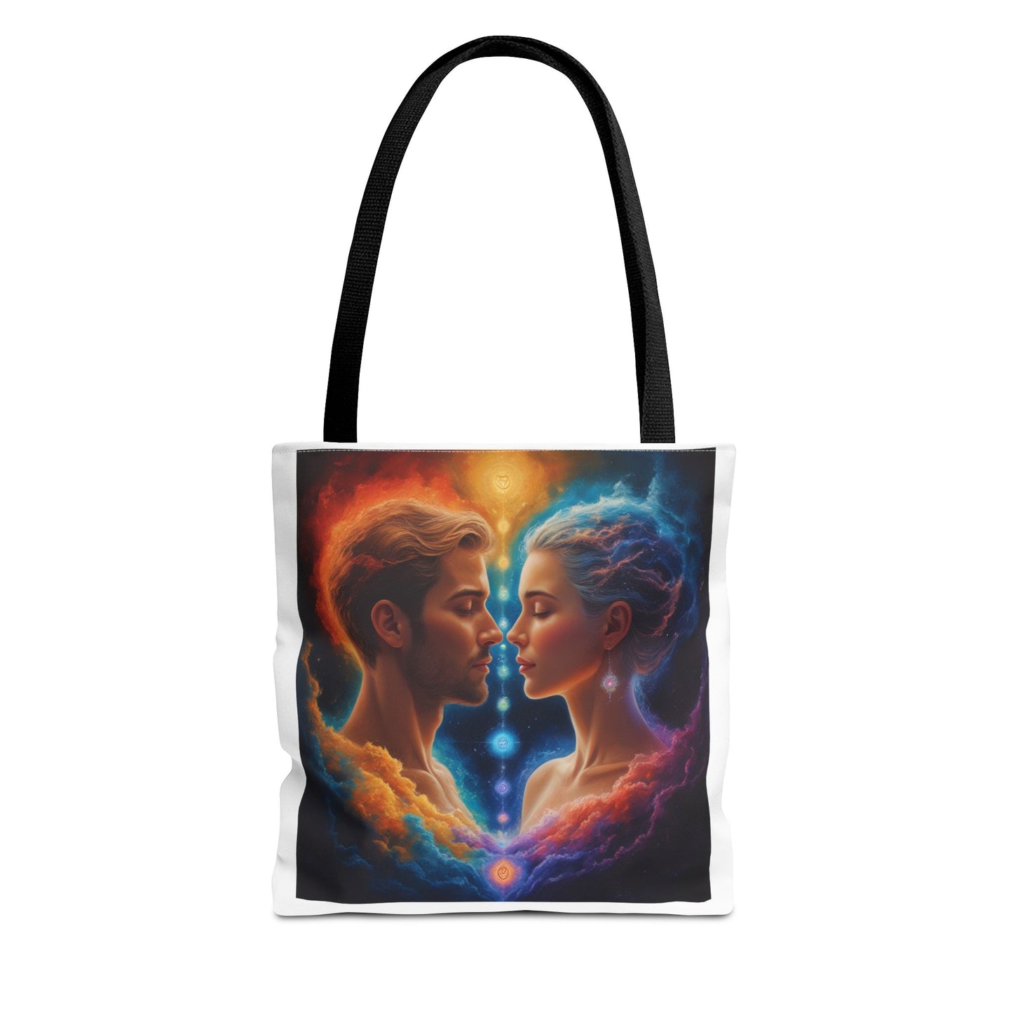 Mystic Soulmates Tote Bag — Celestial Couple Art AOP Tote