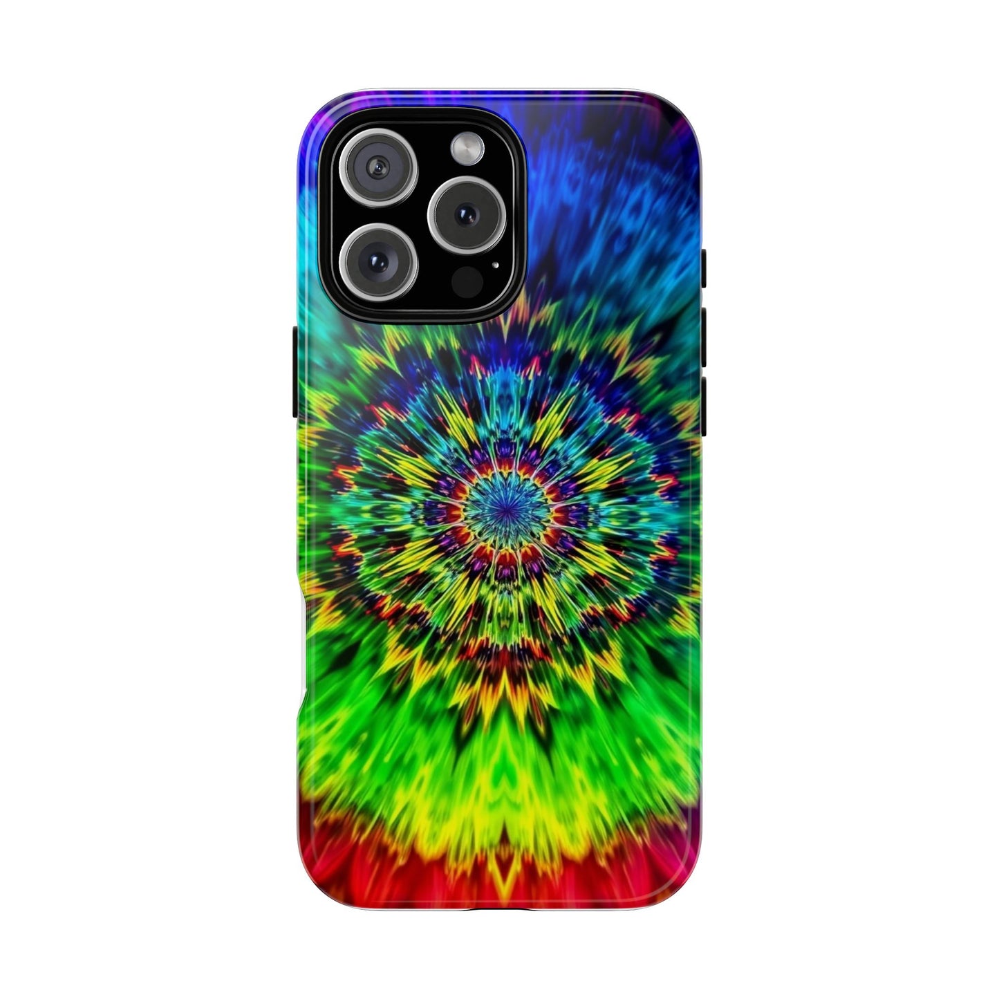 Funda resistente para teléfono con diseño de mandala psicodélico: protección vibrante con efecto tie-dye