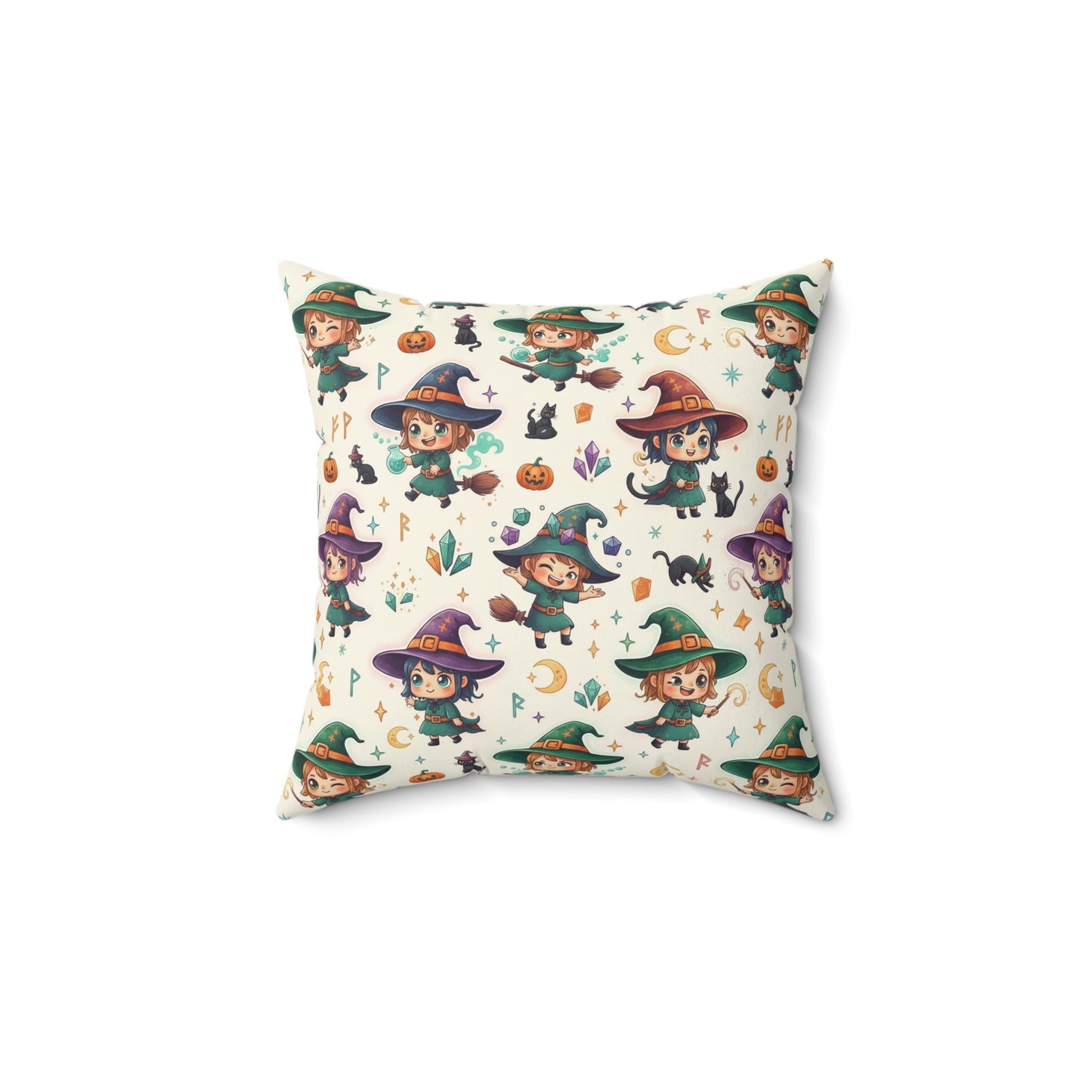Cute Witch Pattern Decorative Throw Pillow – Halloween Kids Room Accent