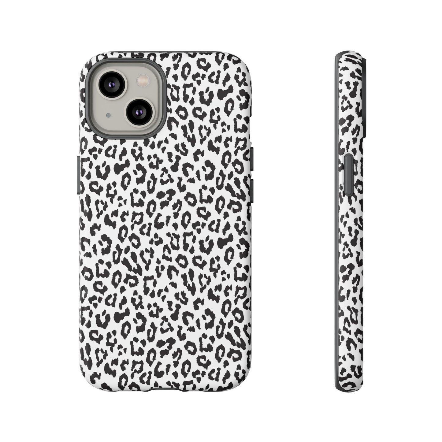 iPhone Leopard Print Tough Phone Case - Black & White Protective Cover