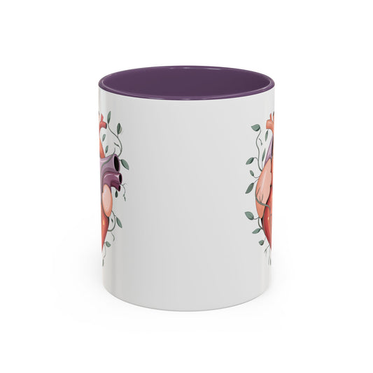 Anatomical Heart Coffee Mug — Botanical Heart Illustration Accent Mug