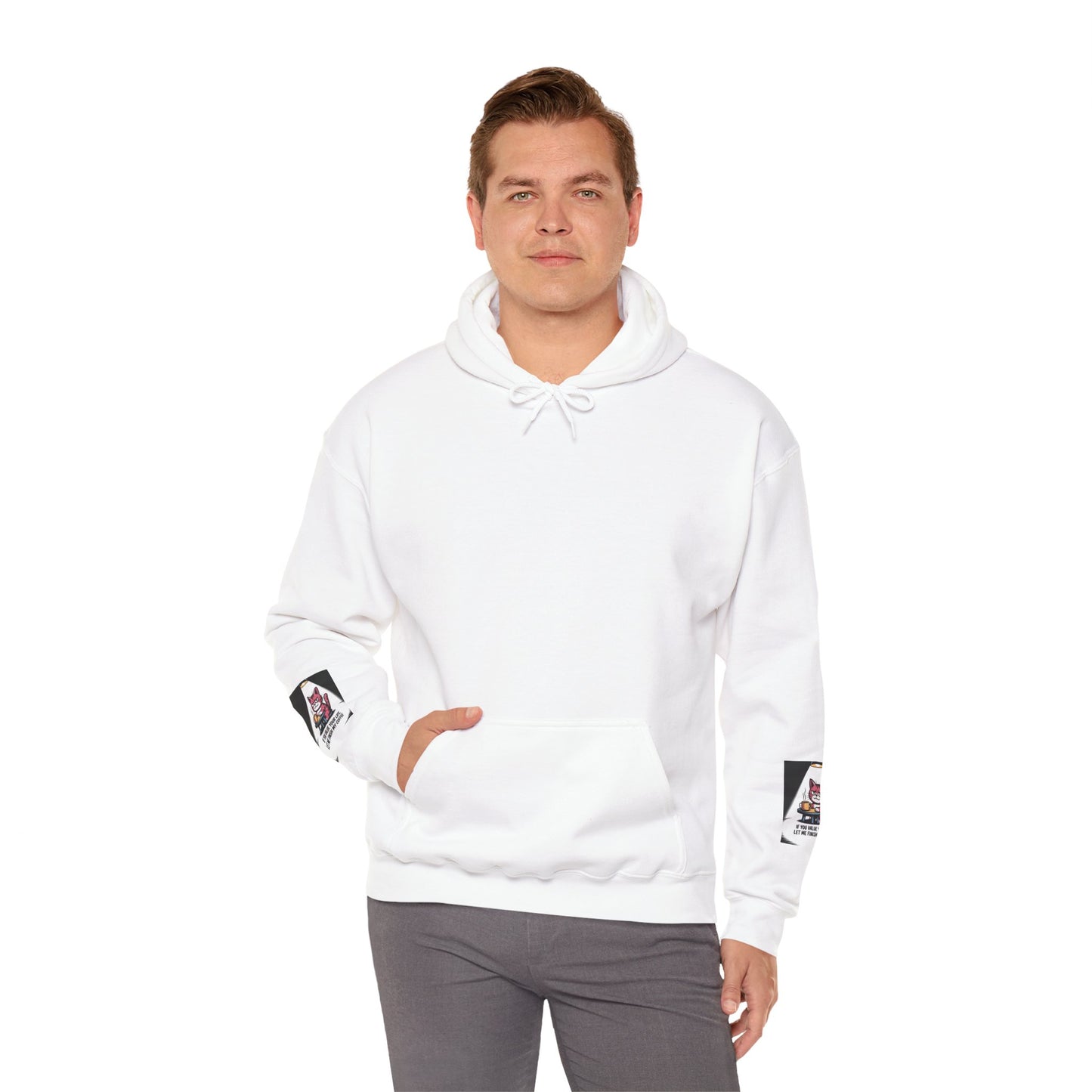 Coffee Cat Hoodie – „Wenn dir dein Leben lieb ist, lass mich meinen Kaffee austrinken“ Grafik-Hoodie