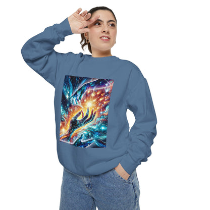 Galaxy Touch Sweatshirt — Cosmic Hands Astral Art Crewneck