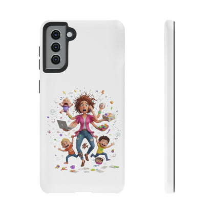 Samsung Mom Life Phone Case — Funny Juggling Mom Illustration Protective Case