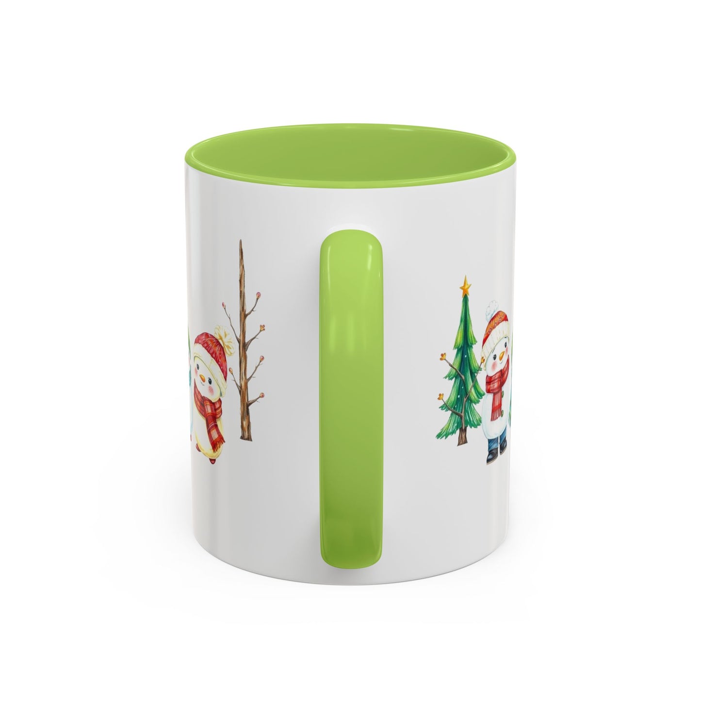 Christmas Snowman Mug — Cute Holiday Coffee Cup with Festive Tree & Snowmen (11/15oz)