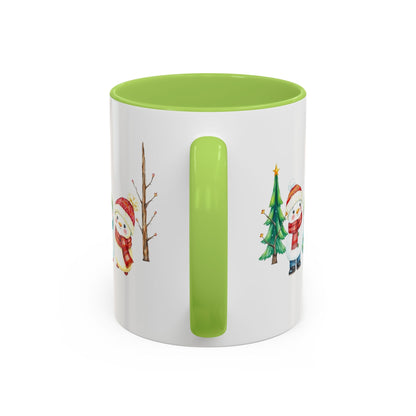 Christmas Snowman Mug — Cute Holiday Coffee Cup with Festive Tree & Snowmen (11/15oz)