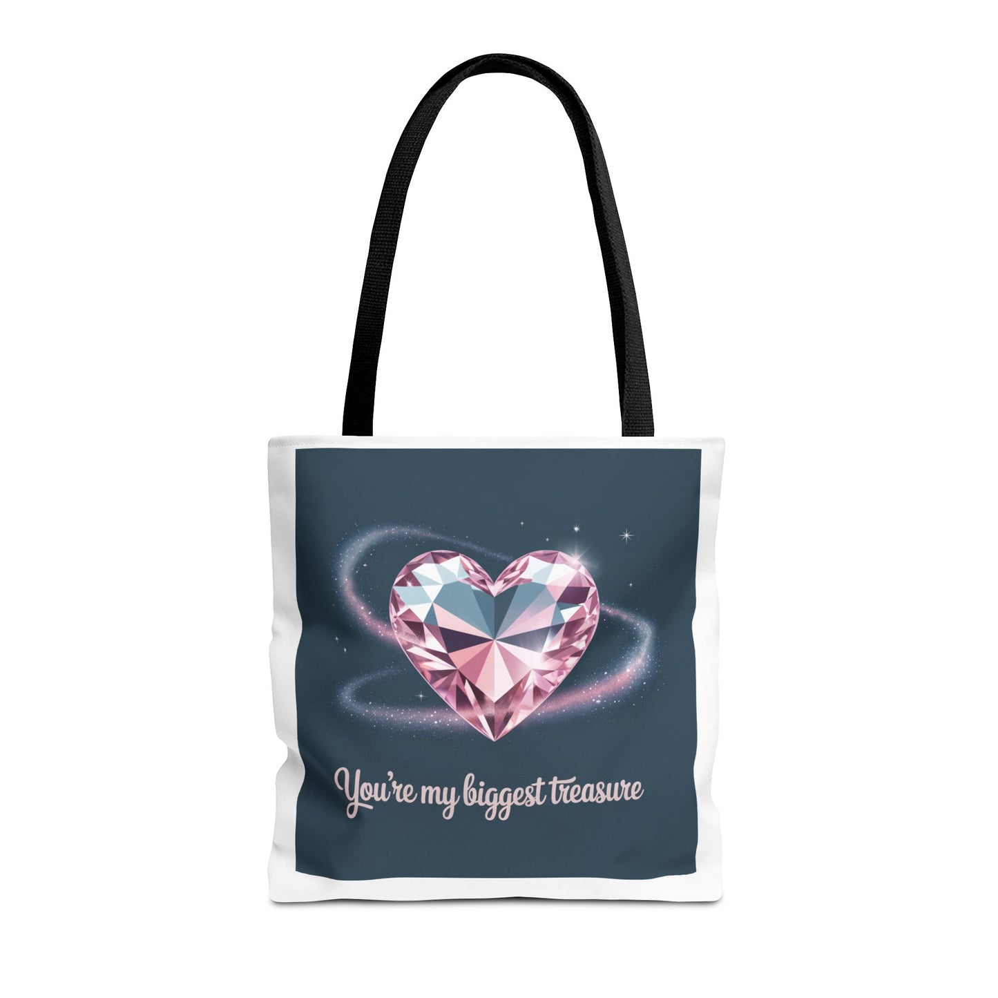 Heart Gem Tote Bag — "You're My Biggest Treasure" Romantic Gemstone Tote