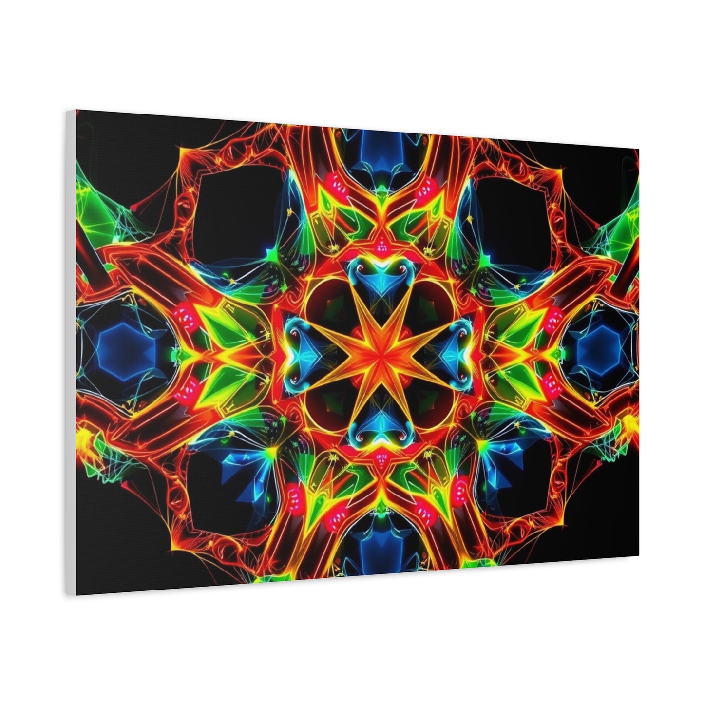 Kaleidoscope Neon Mandala Matte Canvas