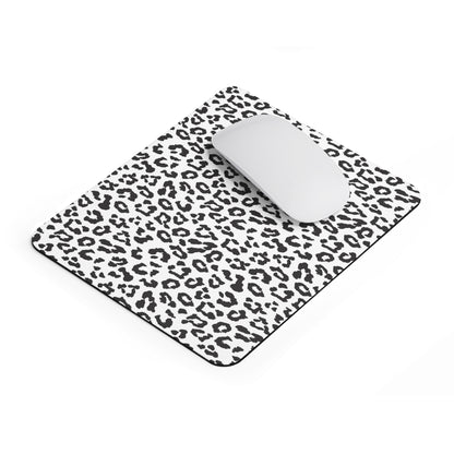 Leopard Print Mouse Pad — Black & White Animal Pattern Desk Mat