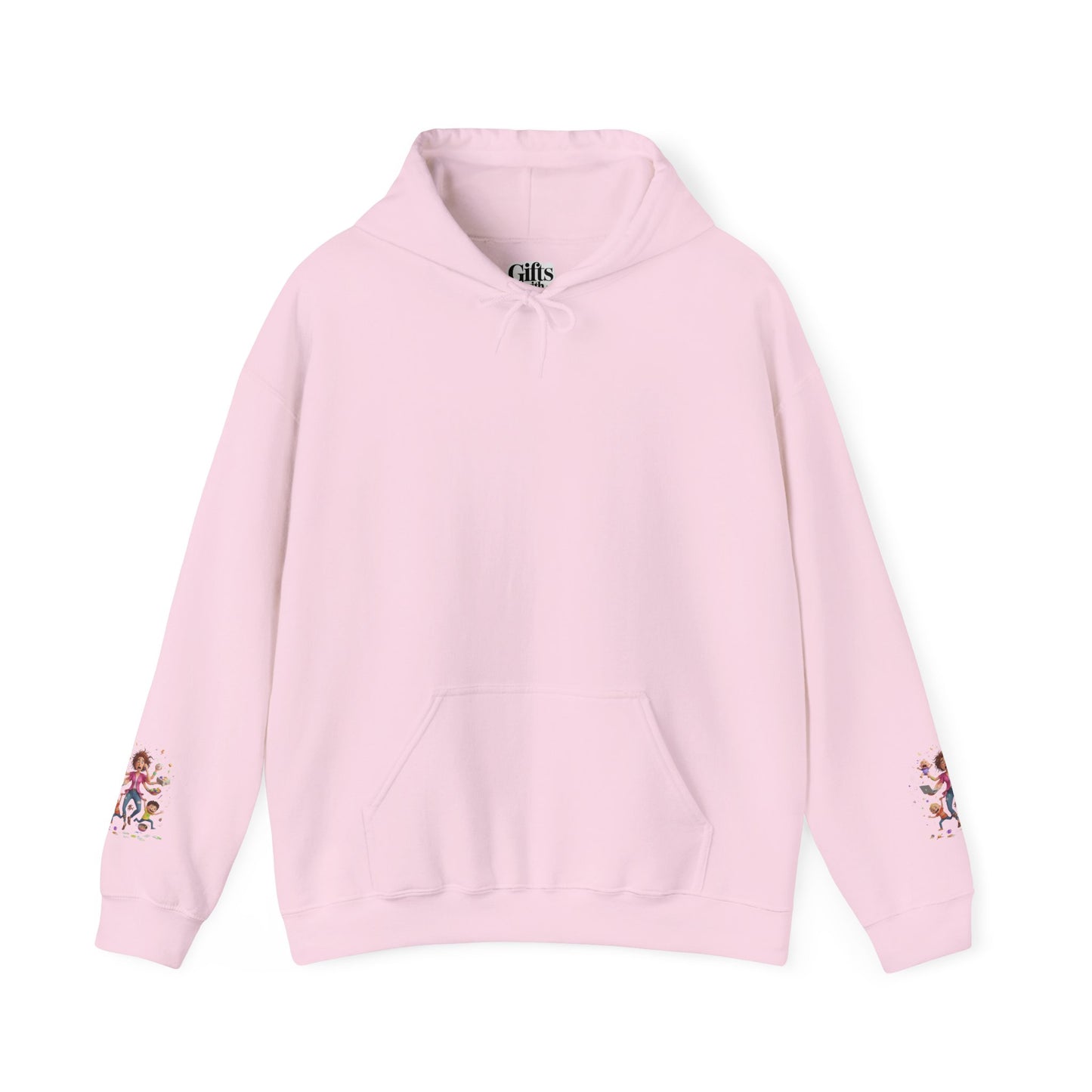 Hoodie – Pullover mit verspielter Illustration von Mutter und Kindern: „Super Mama“