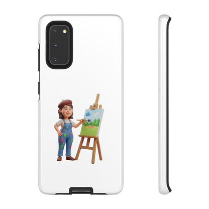 Samsung Handyhülle mit Künstlermotiv – Schutzhülle mit niedlicher Illustration einer Malerin