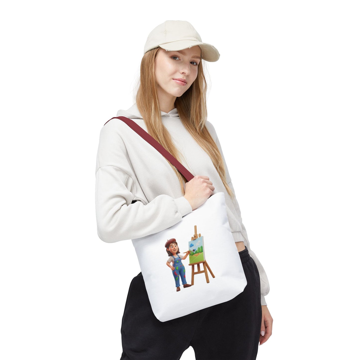 Artist Tote Bag — Painter with Easel Illustrated AOP Tote