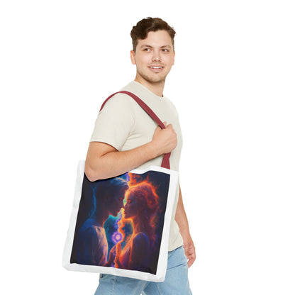 Cosmic Lovers Tote Bag — Flame & Ice Couple Art AOP