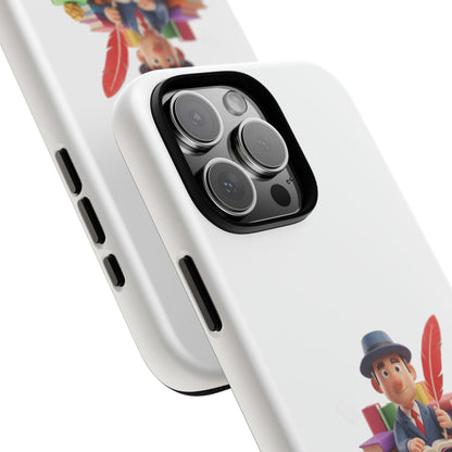 iPhone Phone Case — Cute Writer Sitting on Books with Feather Pen