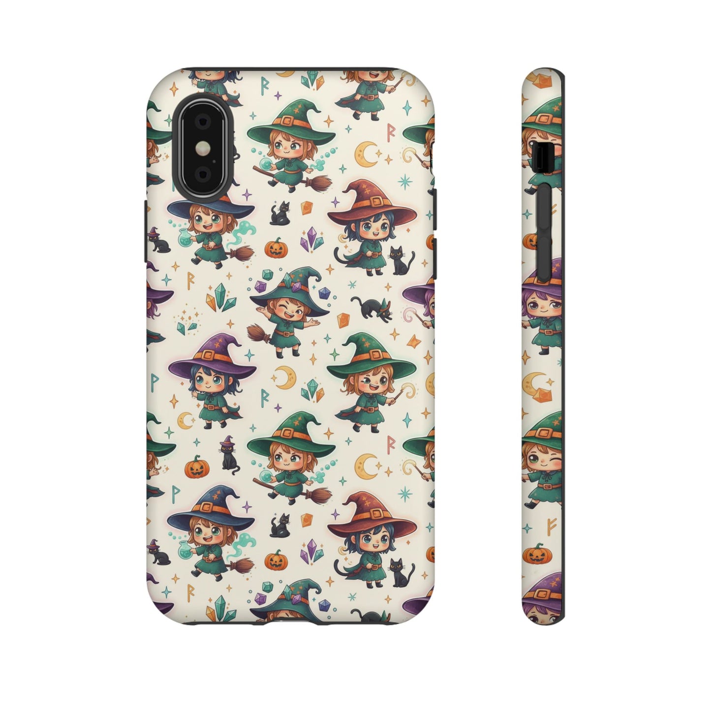 Niedliche iPhone-Handyhülle mit Hexenmuster – Halloween-Kawaii-iPhone-Hülle