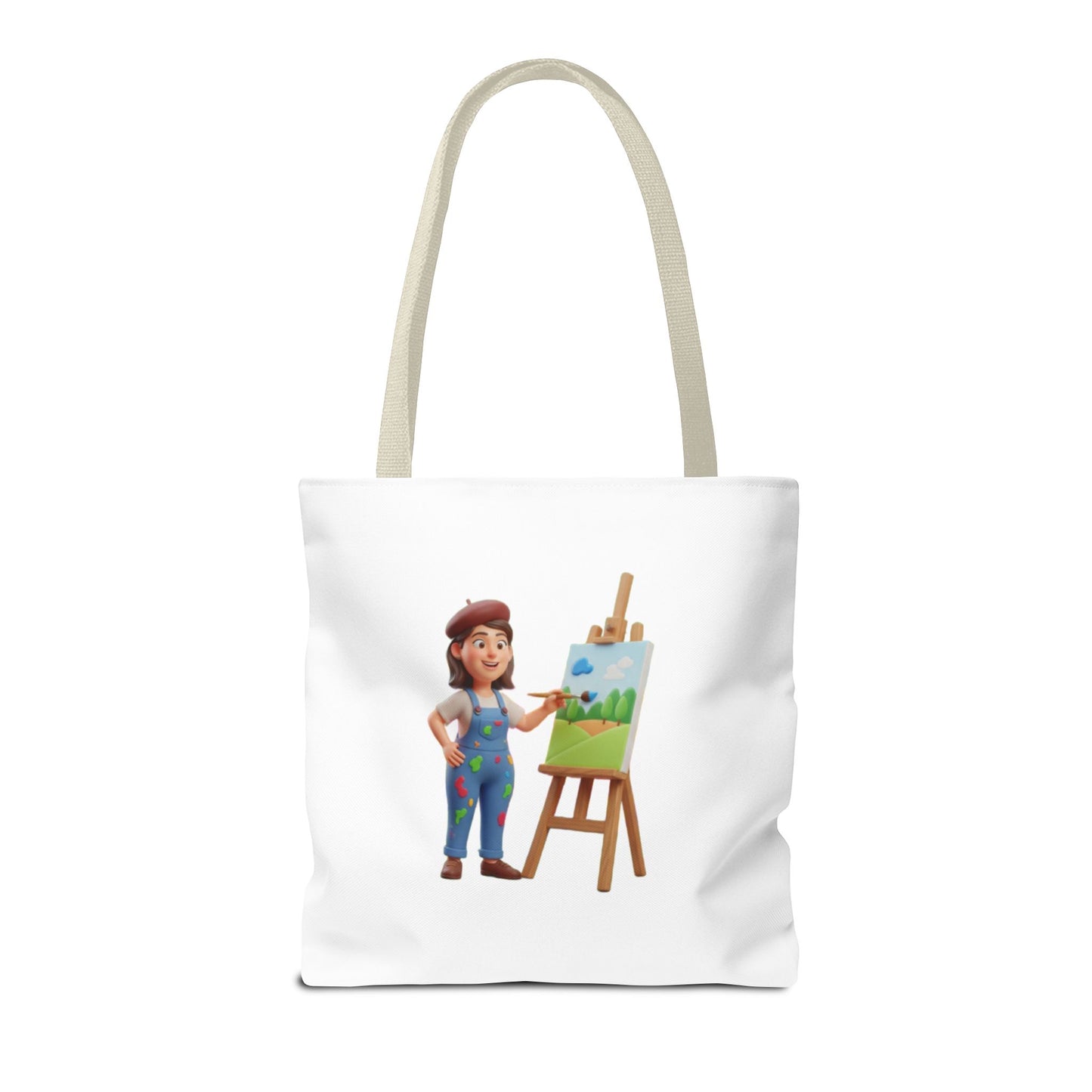 Artist Tote Bag — Painter with Easel Illustrated AOP Tote