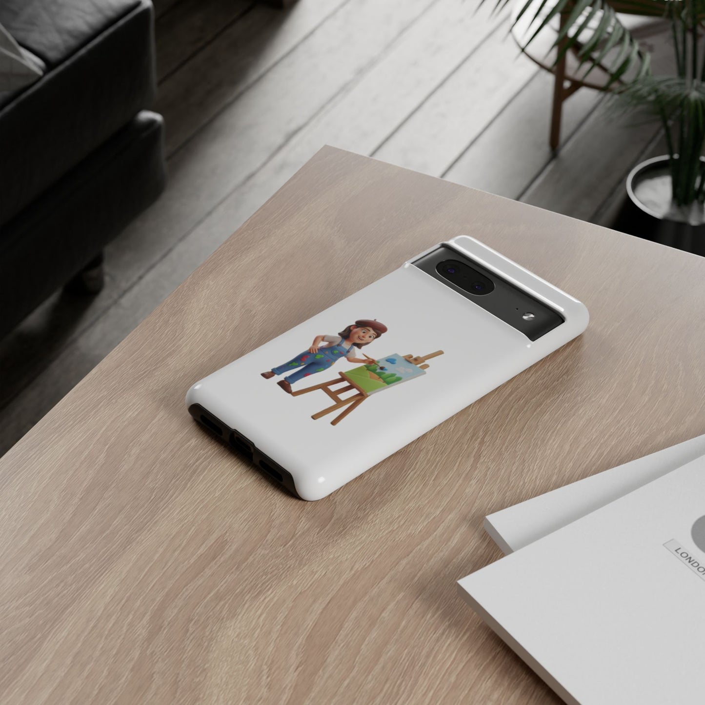 Google Artist Painting Phone Case — Cute Female Painter Illustration Phone Cover