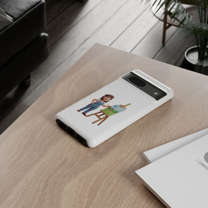 Google Artist Painting Phone Case — Cute Female Painter Illustration Phone Cover