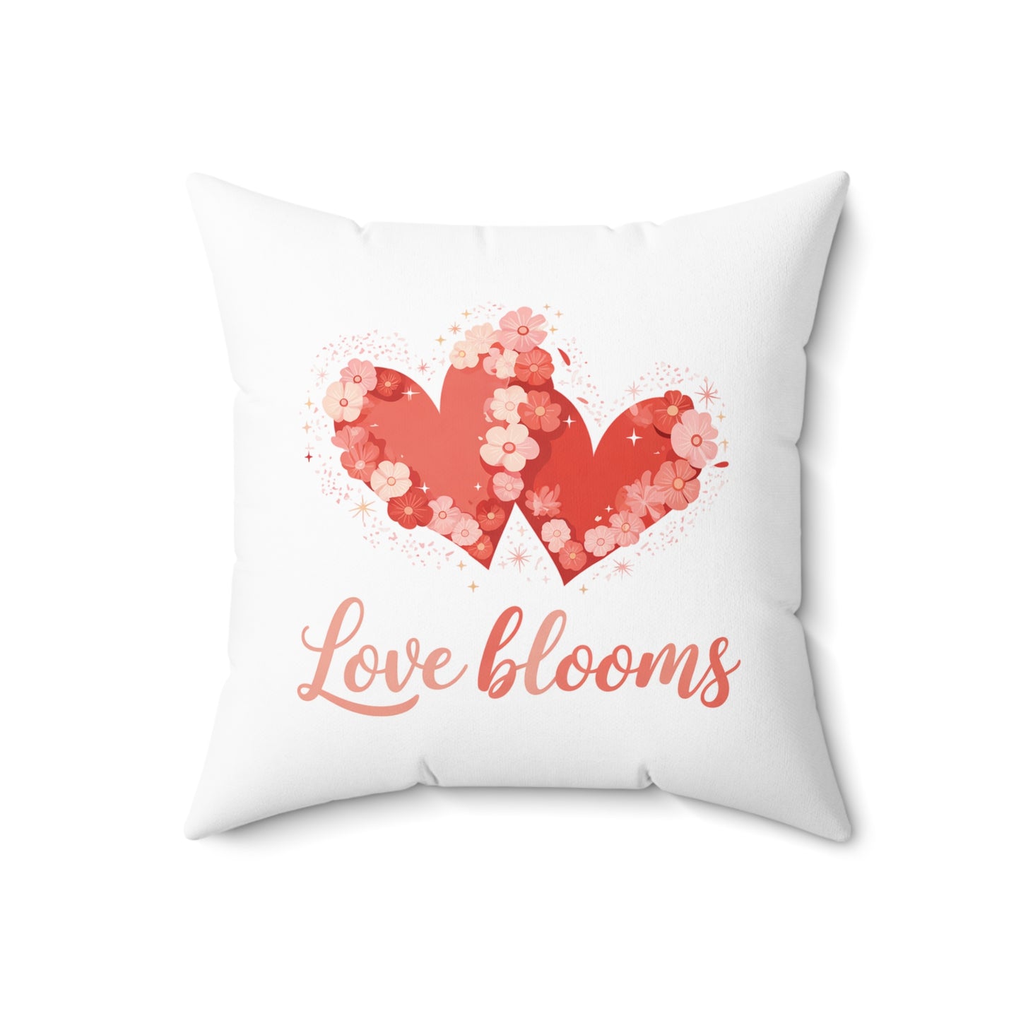 Love Blooms Floral Heart Pillow — Decorative Valentine’s Throw Pillow