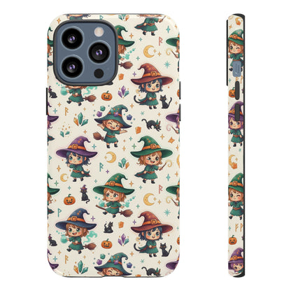 Niedliche iPhone-Handyhülle mit Hexenmuster – Halloween-Kawaii-iPhone-Hülle