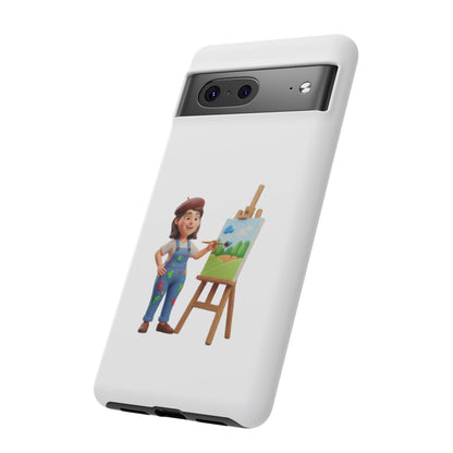 Google Artist Painting Phone Case — Cute Female Painter Illustration Phone Cover