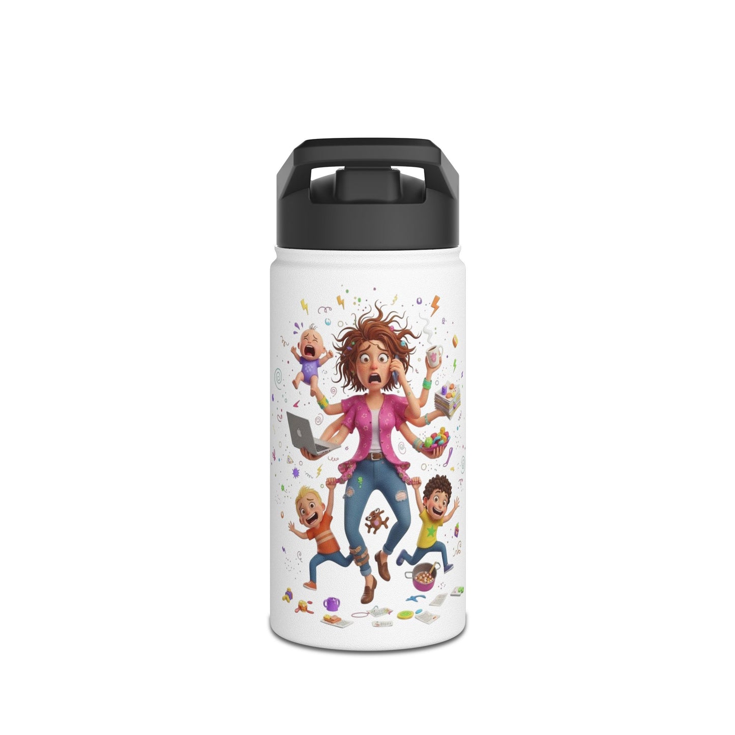 Mom Life Stainless Steel Thermic Bottle — Funny Multitasking Mom Design