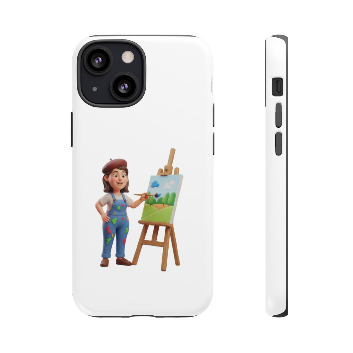 iPhone Artist Painter Phone Case — Cute Female Artist with Easel Protective iPhone Cover