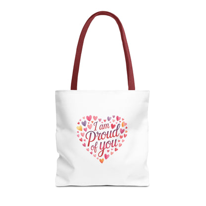 Tote Bag — "I Am Proud of You" Heart Print Tote | Encouragement Gift for Loved Ones