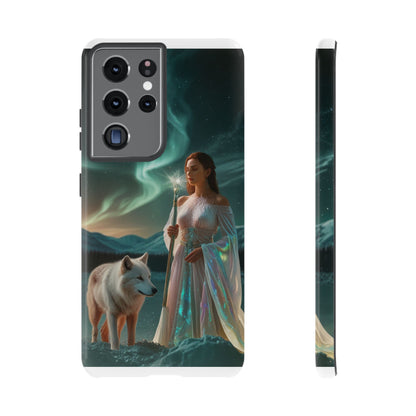 Samsung Aurora Guardian Handyhülle – Mystic Woman &amp; Wolf Magic Galaxy Schutz