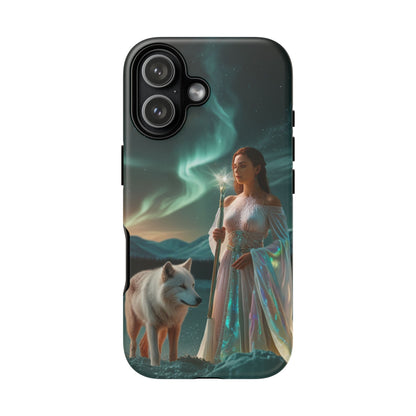 iPhone Mystic Guardian Phone Case — Aurora Wolf Woman Protective Cover