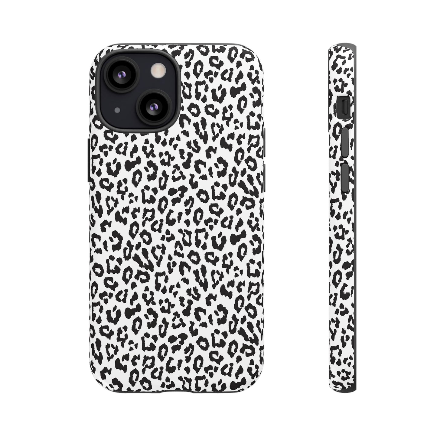 iPhone Leopard Print Tough Phone Case - Black & White Protective Cover
