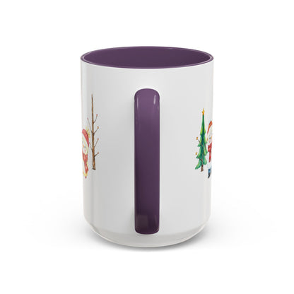 Christmas Snowman Mug — Cute Holiday Coffee Cup with Festive Tree & Snowmen (11/15oz)